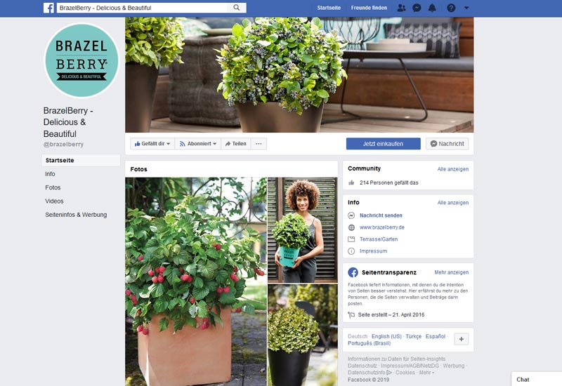 Screenshot der Facebook Fanpage der BrazelBerry® Collection